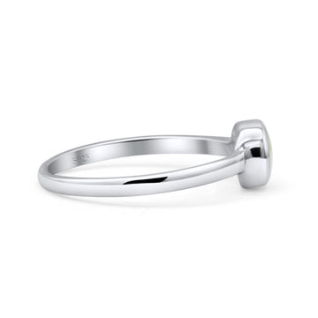 Round 6mm Thumb Ring Statement Fashion Ring Plain Band 925 Sterling Silver Petite Dainty Lab Created White Opal